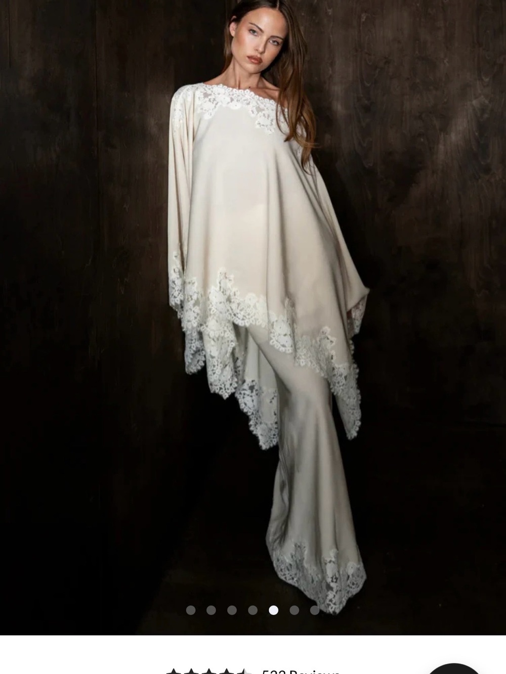 Ivory Lace-Trim Flowing Tunic Set